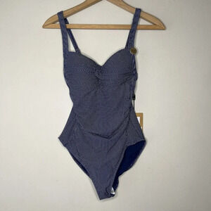 Nip Tuck Multi Cup Polka Dot Sz 6 Bathing Swim Suit One Piece Navy Blue & White